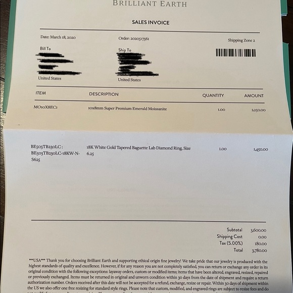 Emerald Mossianite  10x8mm White Gold - Picture 7 of 7